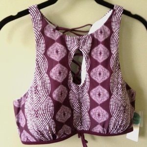 Raisins Curve Palma Reynolds Athletic/Swim keyhole Lace Bra Top Maroon NEW 22W